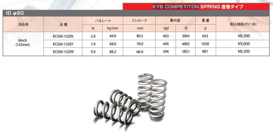 ＫＹＢ カヤバコンペテションスプリング激安、格安ＨＩＲＡＮＯ